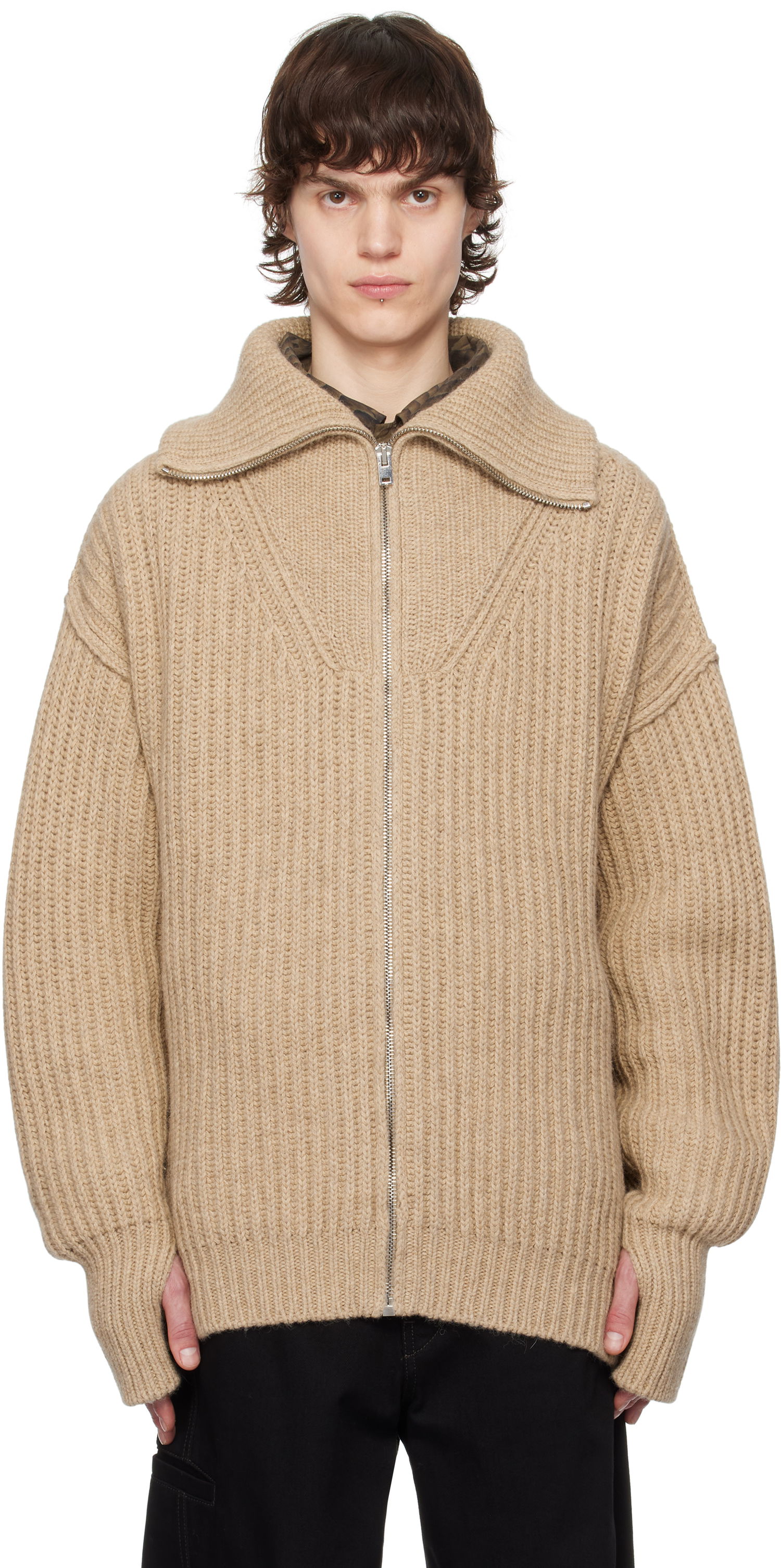 Sveter LEMAIRE LEMAIRE Trucker Collar Knit Cardigan Béžová | TO1260 LK1029, 0