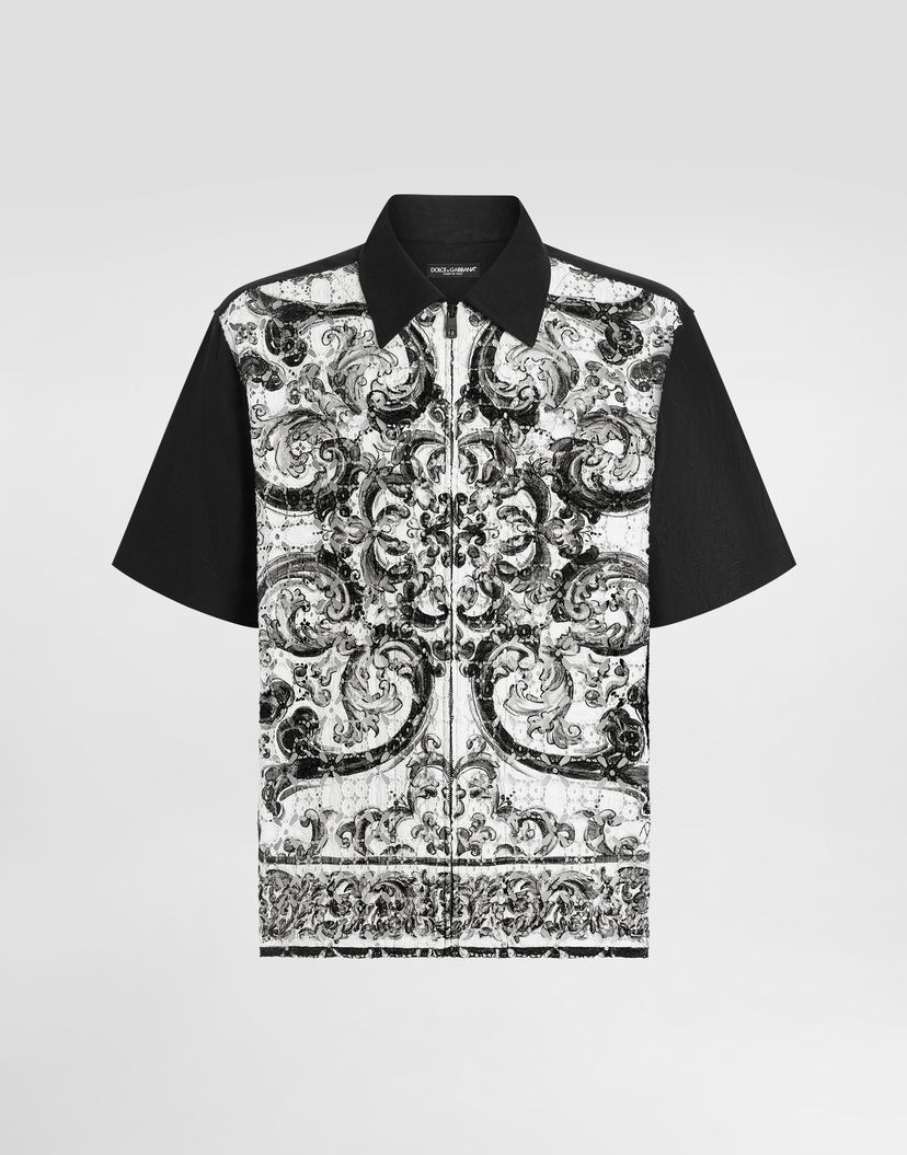 Košeľa Dolce & Gabbana Dolce & Gabbana Majolica Print Short Sleeve Shirt Čierna | G5NH6TFIM6LHX5DQ