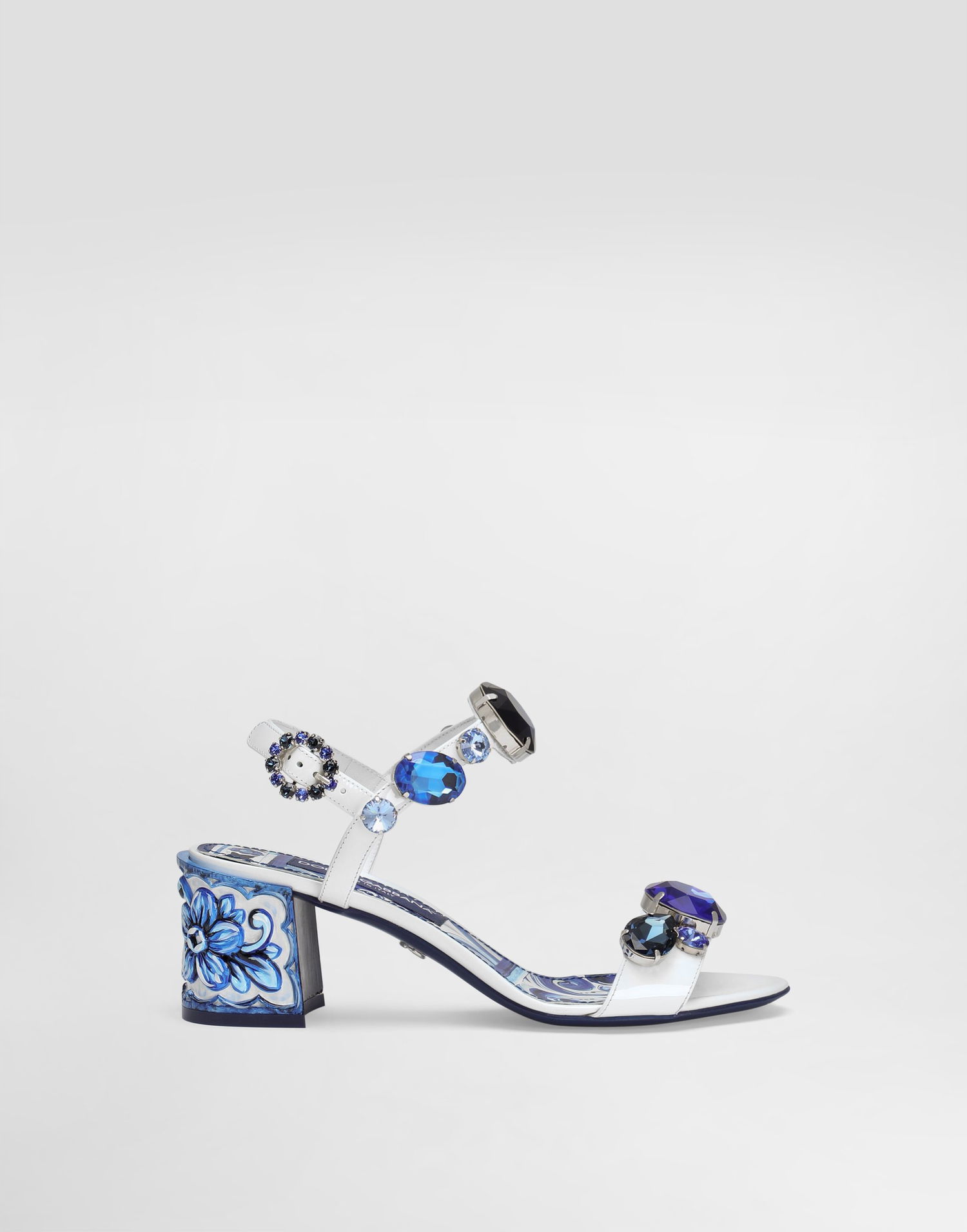 Doplnky Dolce & Gabbana Dolce & Gabbana Patent Leather Sandals with Jewels and Floral Heel Biela | CR1733AT848HA3OB, 0