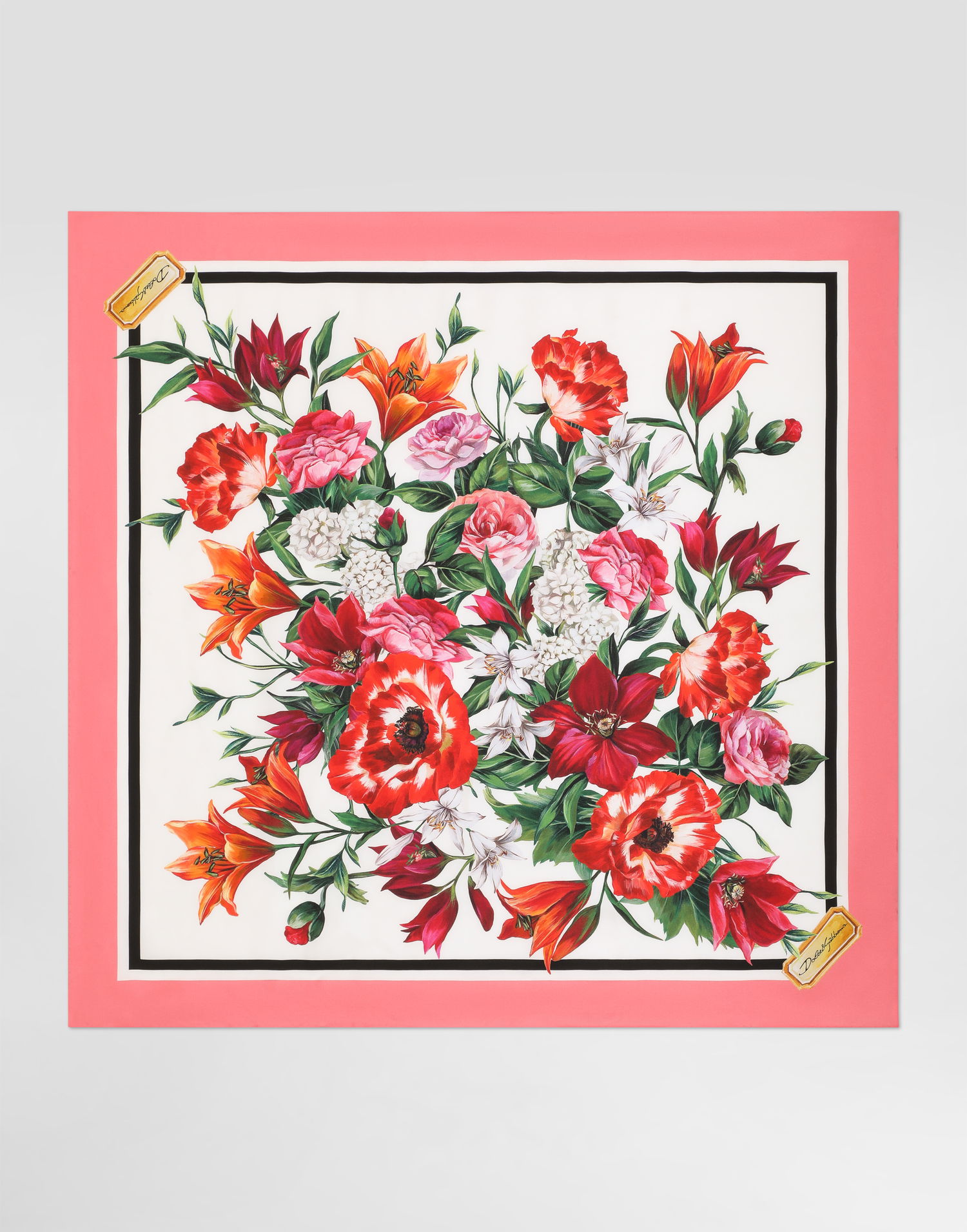 Šál Dolce & Gabbana Dolce & Gabbana Silk Twill Floral Print Square Scarf Ružová | FN090RGDC7AHA5QX, 0