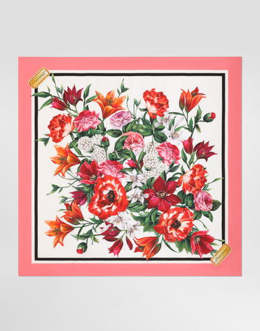 Šál Dolce & Gabbana Dolce & Gabbana Silk Twill Floral Print Square Scarf Ružová | FN090RGDC7AHA5QX, 0