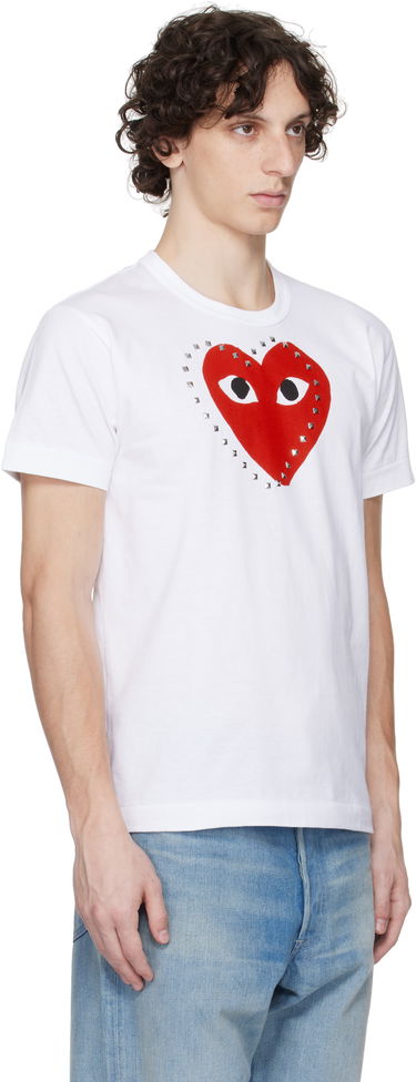 Tričko Comme des Garçons COMME des GARÇONS PLAY Stud Print Red Heart T-Shirt Biela | AX-T803-051, 4