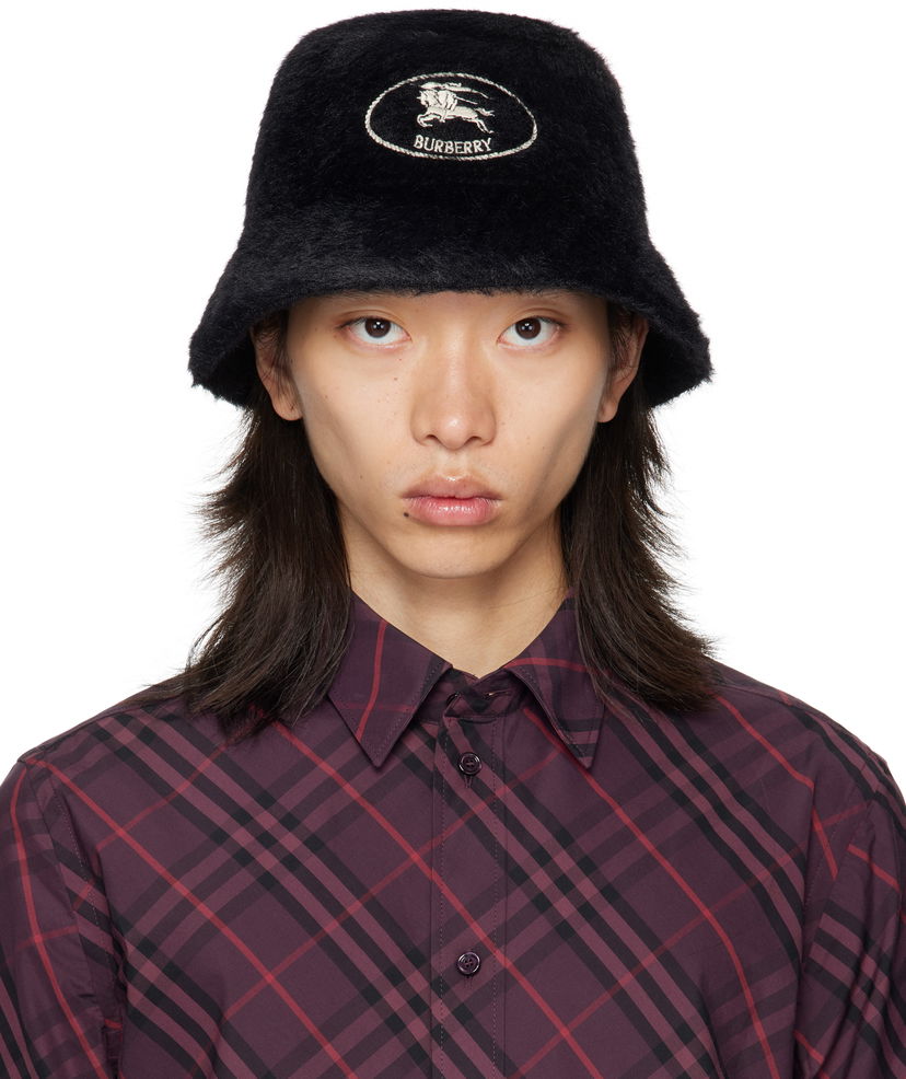 Klobúk Burberry Burberry Knight Stamp Faux Fur Bucket Hat Čierna | 8114048