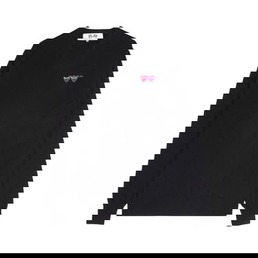 Sveter Comme des Garçons PLAY Double Heart V-Neck Sweater Čierna | AZ N056 051 1, 1