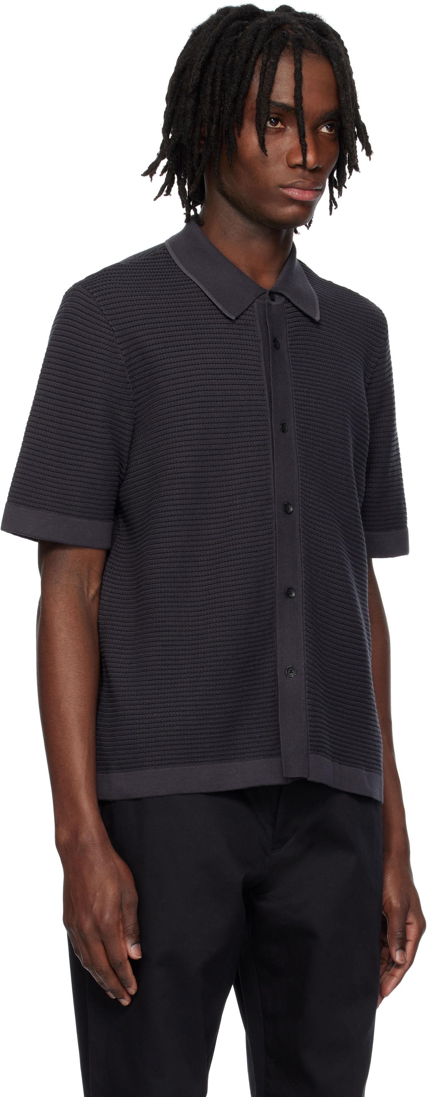 Polo tričko rag & bone Rag & Bone Harvey Striped Jacquard Knit Polo Čierna | MBS25S025BC25, 1