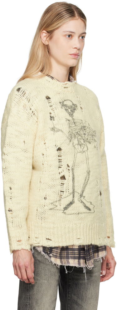 Sveter R13 R13 Distressed Skeleton Graphic Sweater Béžová | R13WY089-Y142B, 1