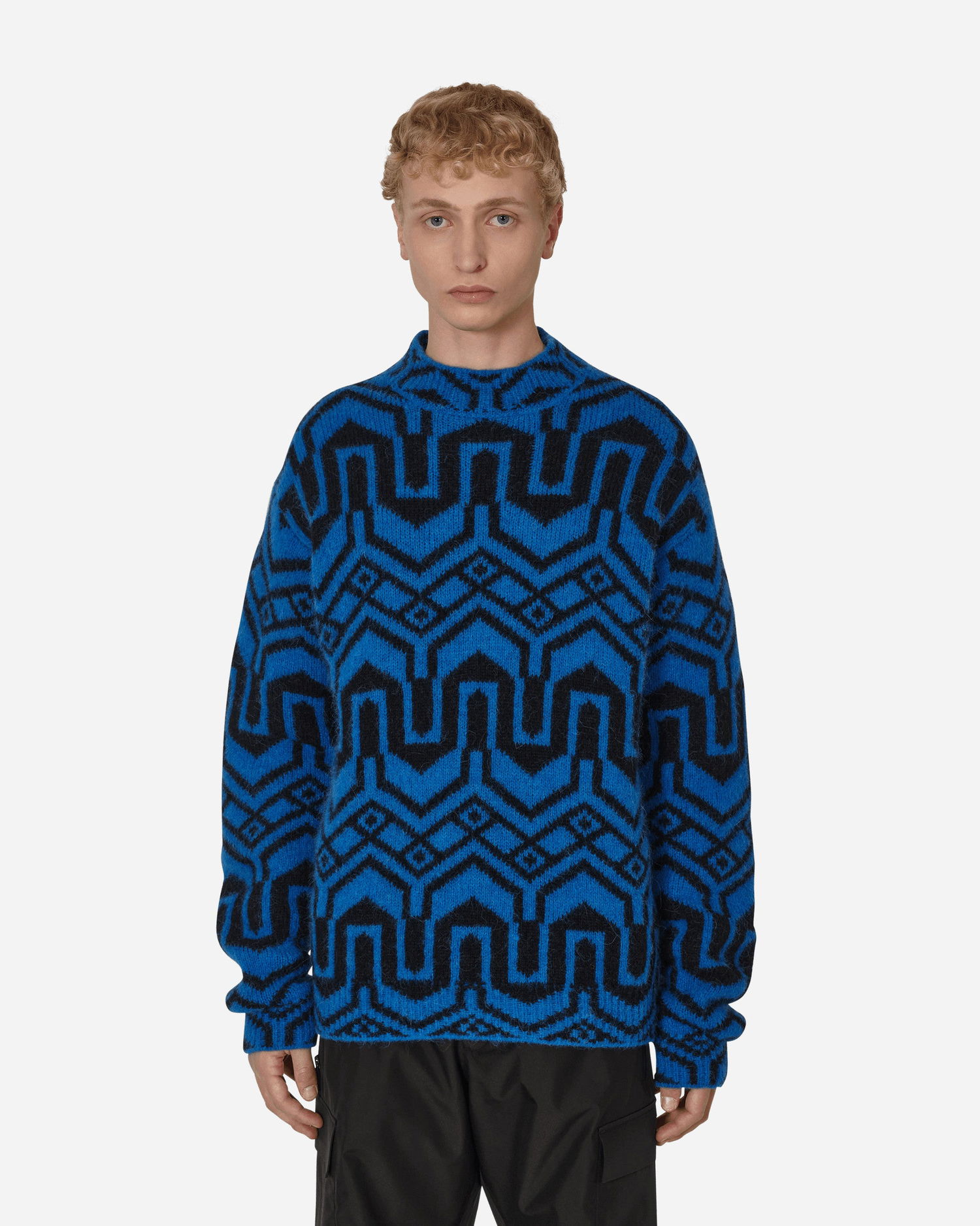 Sveter Moncler Jacquard Mock Neck Sweater Navy | H20979C00005 P79, 0