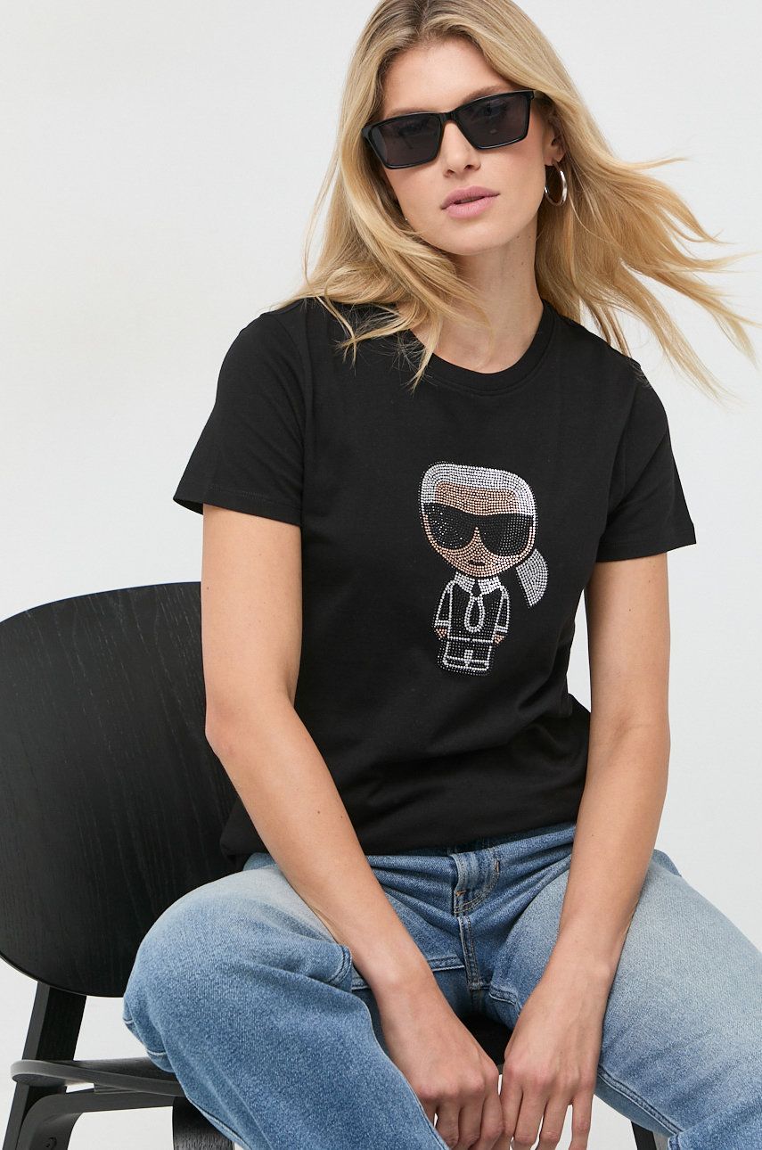 Tričko KARL LAGERFELD T-shirt Čierna | 210W1726, 0
