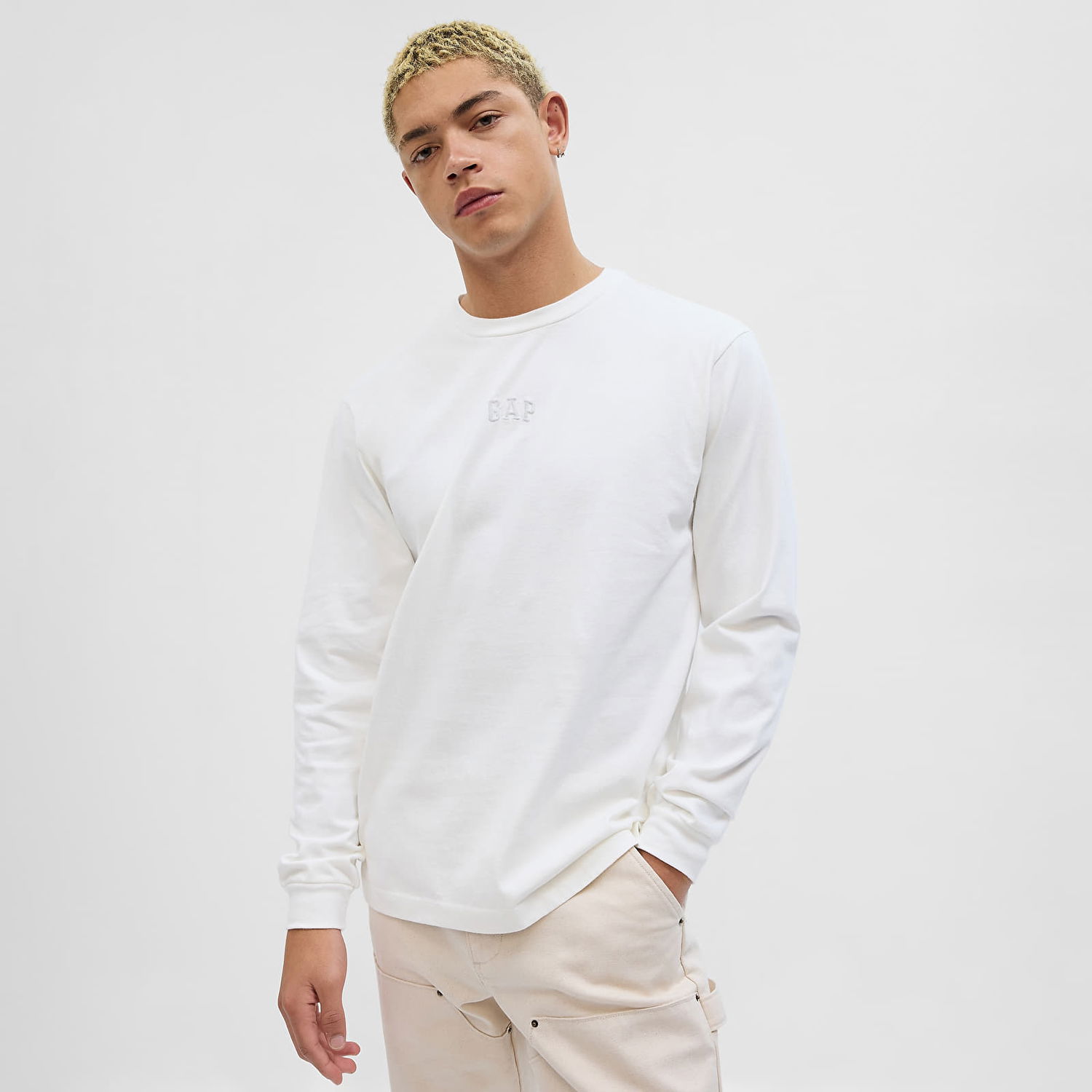 Tričko GAP Longsleeve Logo Tee Biela | 776692-02, 0