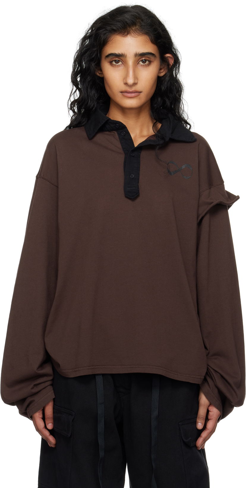 Polo tričko Ottolinger Ottolinger Long Sleeve Polo Hnedá | 115-102915-03