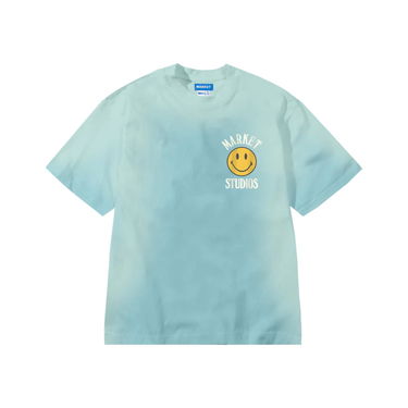 Tričko MARKET Smiley Upside Down Lockup T-Shirt Tyrkysová | SS0228-BLUE, 1