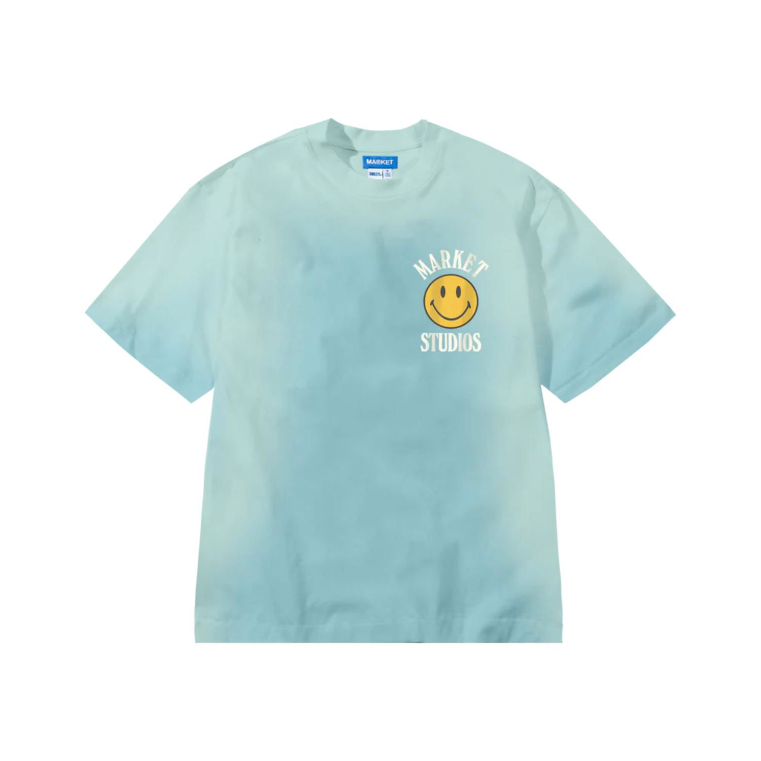 Tričko MARKET Smiley Upside Down Lockup T-Shirt Tyrkysová | SS0228-BLUE, 1