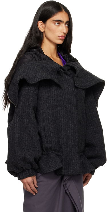 Bunda Dries Van Noten Dries Van Noten Pinstripe Wool Melton Layered Collar Jacket Šedá | 252-010526-2042, 1