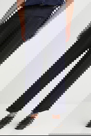 Nohavice Drôle de Monsieur Drôle de Monsieur Wool Blend Pleated Cropped Trousers Navy | I.BP192.WV008, 2