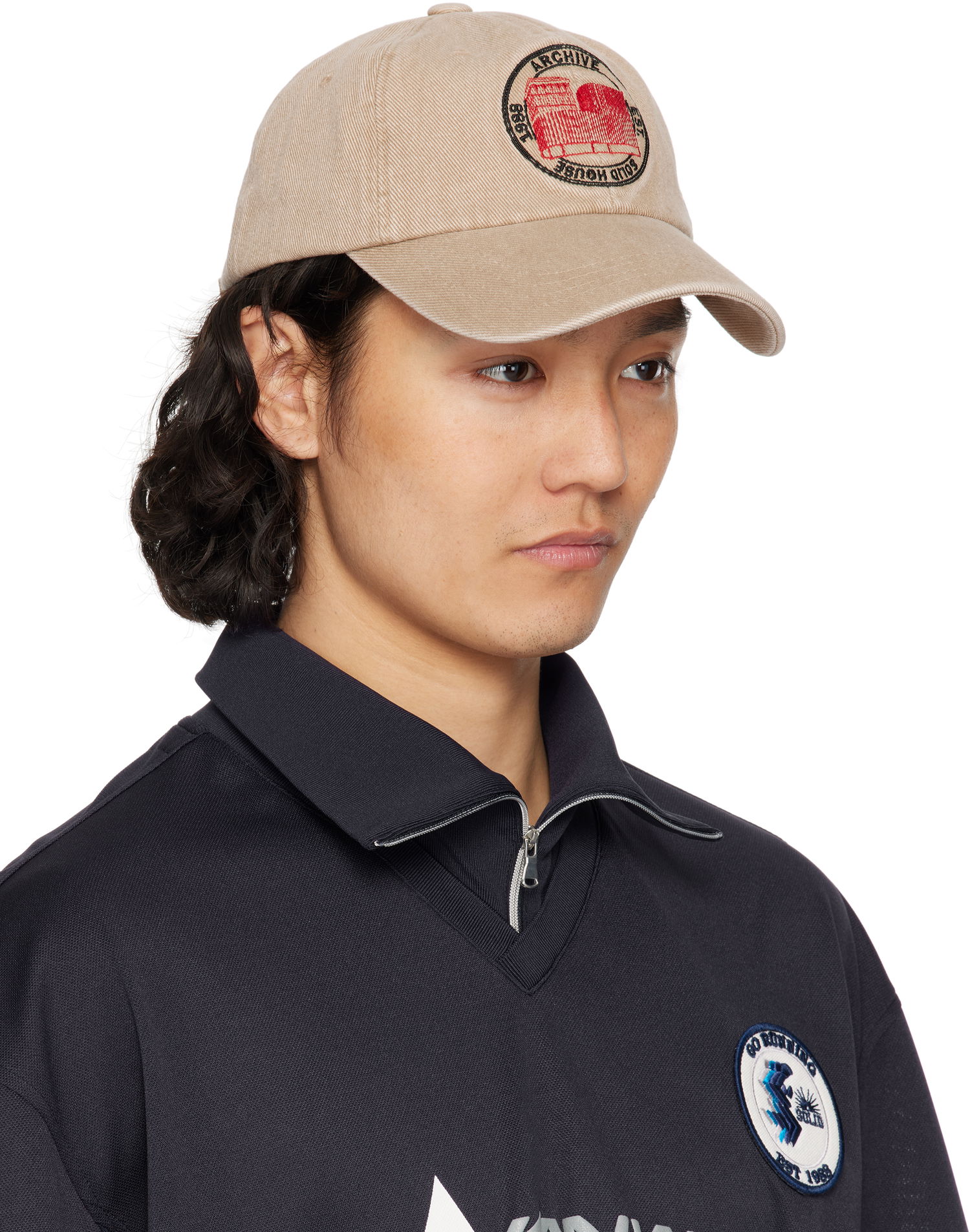Šiltovka Solid Homme Solid Homme 'Solid House' Cotton Ball Cap Béžová | S251AC11, 1