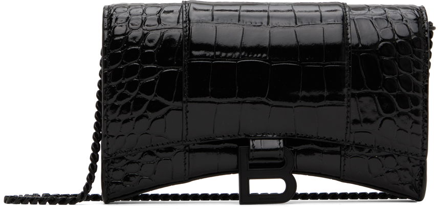 Taška cez rameno Balenciaga Croc Hourglass Bag Čierna | 656050 1LR67, 0