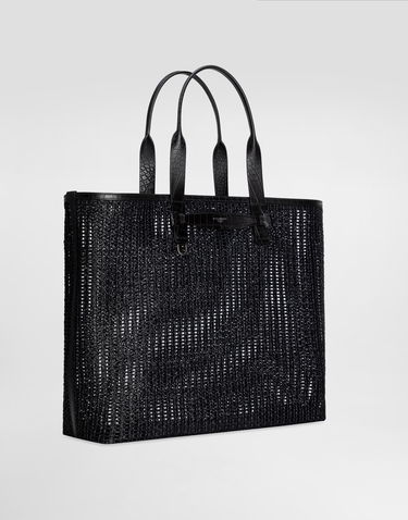 Tote bag Dolce & Gabbana Dolce & Gabbana Woven Mesh and Calfskin Shopper Čierna | BM2453A9O948B956, 2