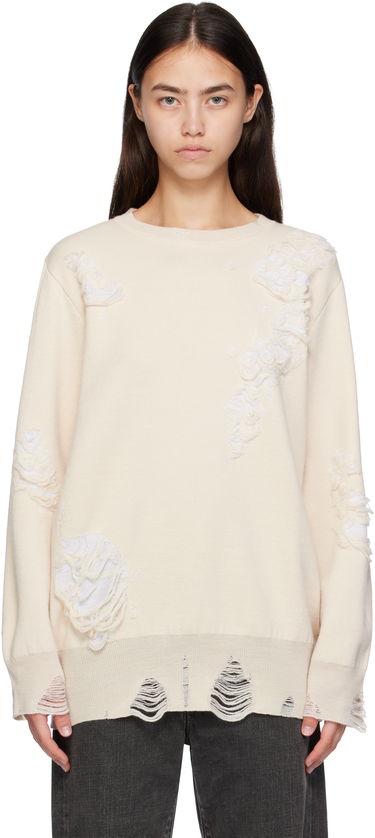 Sveter Maison Margiela MM6 Maison Margiela Double-Faced Distressed Sweater Béžová | S52HL0046 M13131, 0