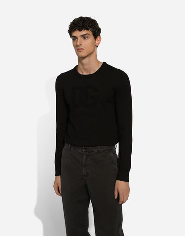 Sveter Dolce & Gabbana Dolce & Gabbana Wool Round-Neck Sweater with DG Logo Čierna | GXX01TJCVYON0000, 3
