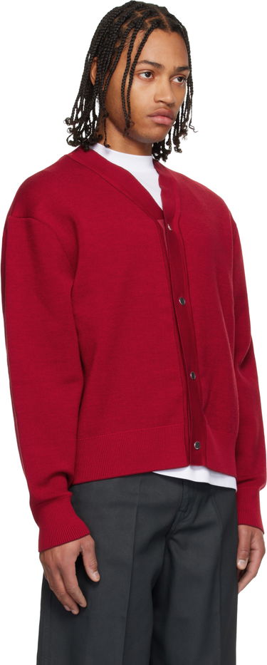 Sveter Jacquemus V-Neck Snap Button Cardigan Doppio Červená | 25HCDM00292CK00185, 1
