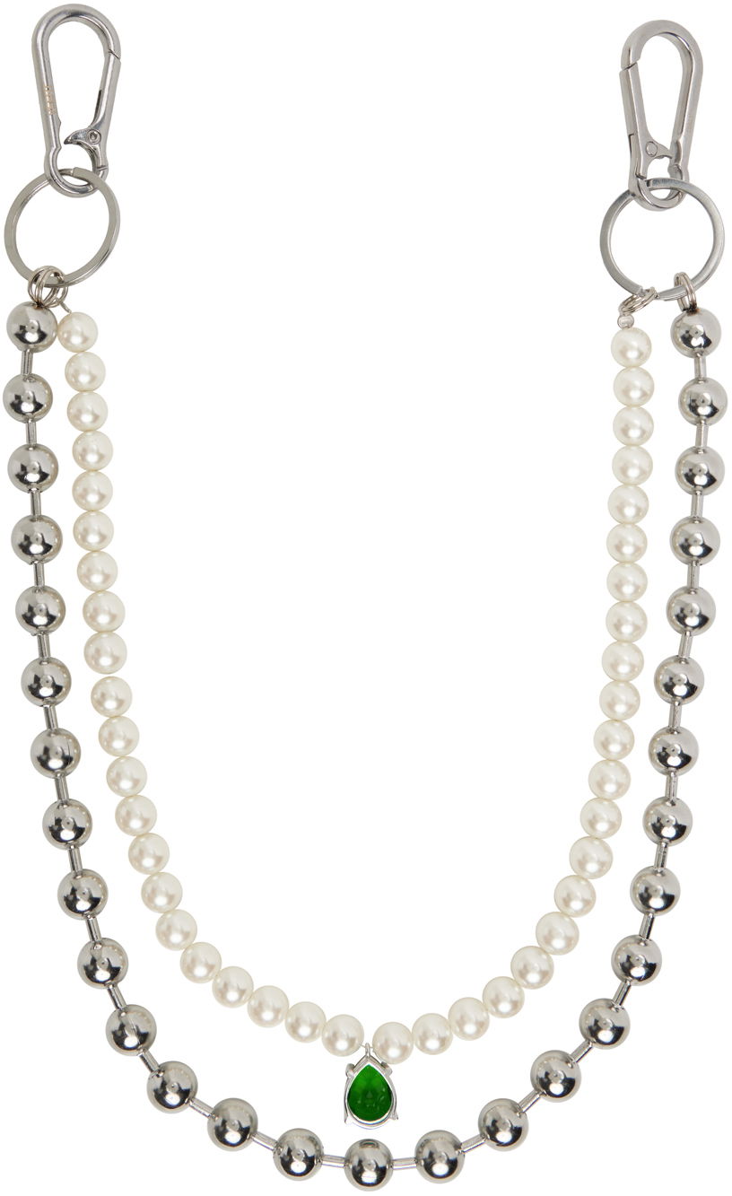 The Ball Pearl Chain With Green Stone