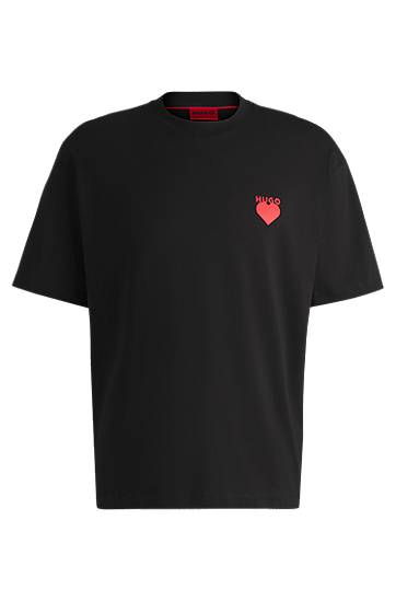 Tričko BOSS HUGO Cotton-jersey T-shirt with Heart Artwork Čierna | 50530557, 0