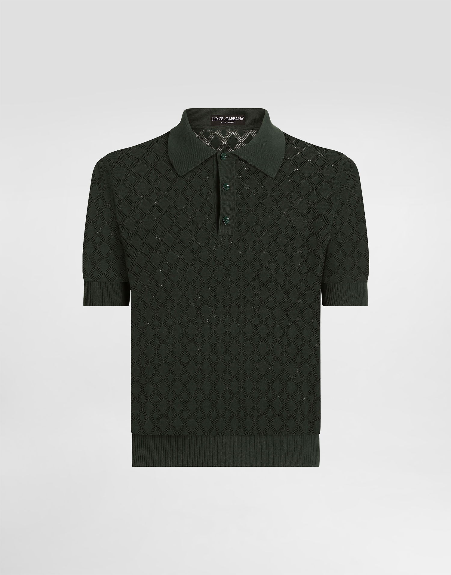Polo tričko Dolce & Gabbana Dolce & Gabbana Openwork Short-Sleeved Polo Shirt Zelené | GXZ60TJBCFIV7312, 0