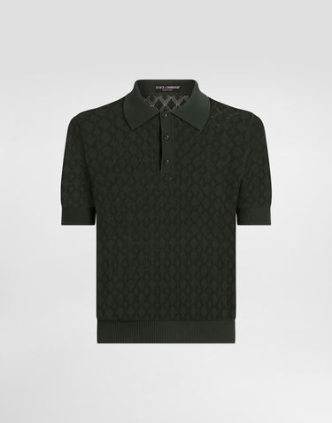Polo tričko Dolce & Gabbana Dolce & Gabbana Openwork Short-Sleeved Polo Shirt Zelené | GXZ60TJBCFIV7312, 0