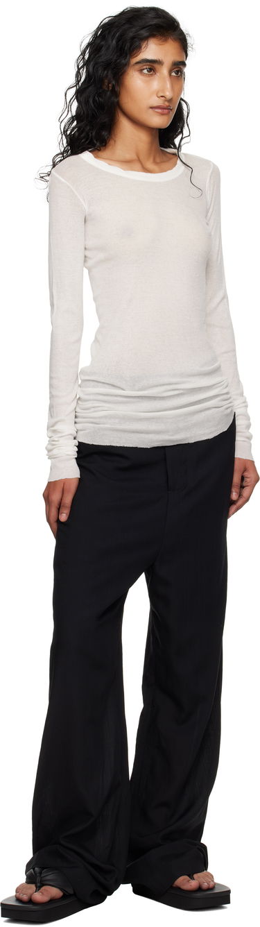 Tričko Rick Owens Rick Owens Concordians Mini Rib Long Sleeve T-Shirt Biela | RP02E4202 MR, 3