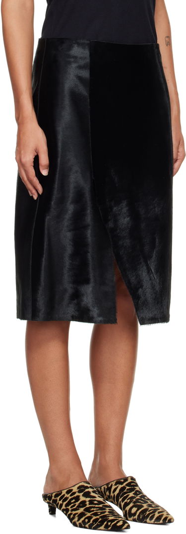 Sukňa Loulou de Saison Loulou de Saison Myra Asymmetrical Pony-Effect Leather Midi Skirt Čierna | MYRA, 1