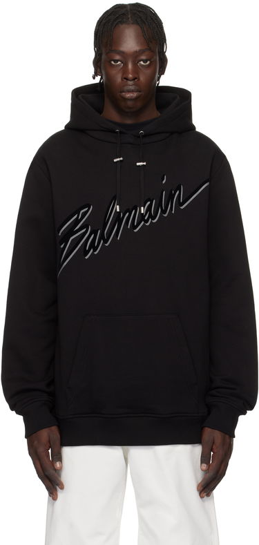 Mikina Balmain Balmain Flocked Letter Hoodie Čierna | EH1JT047BC86, 0