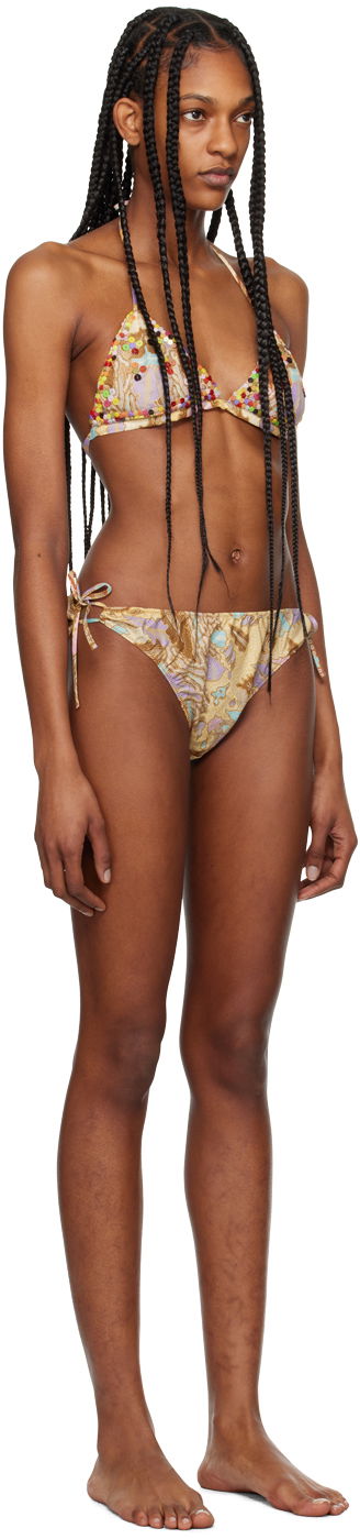Plavky Anna Sui Beaded Triangle Bikini Set Béžová | 324A60, 1