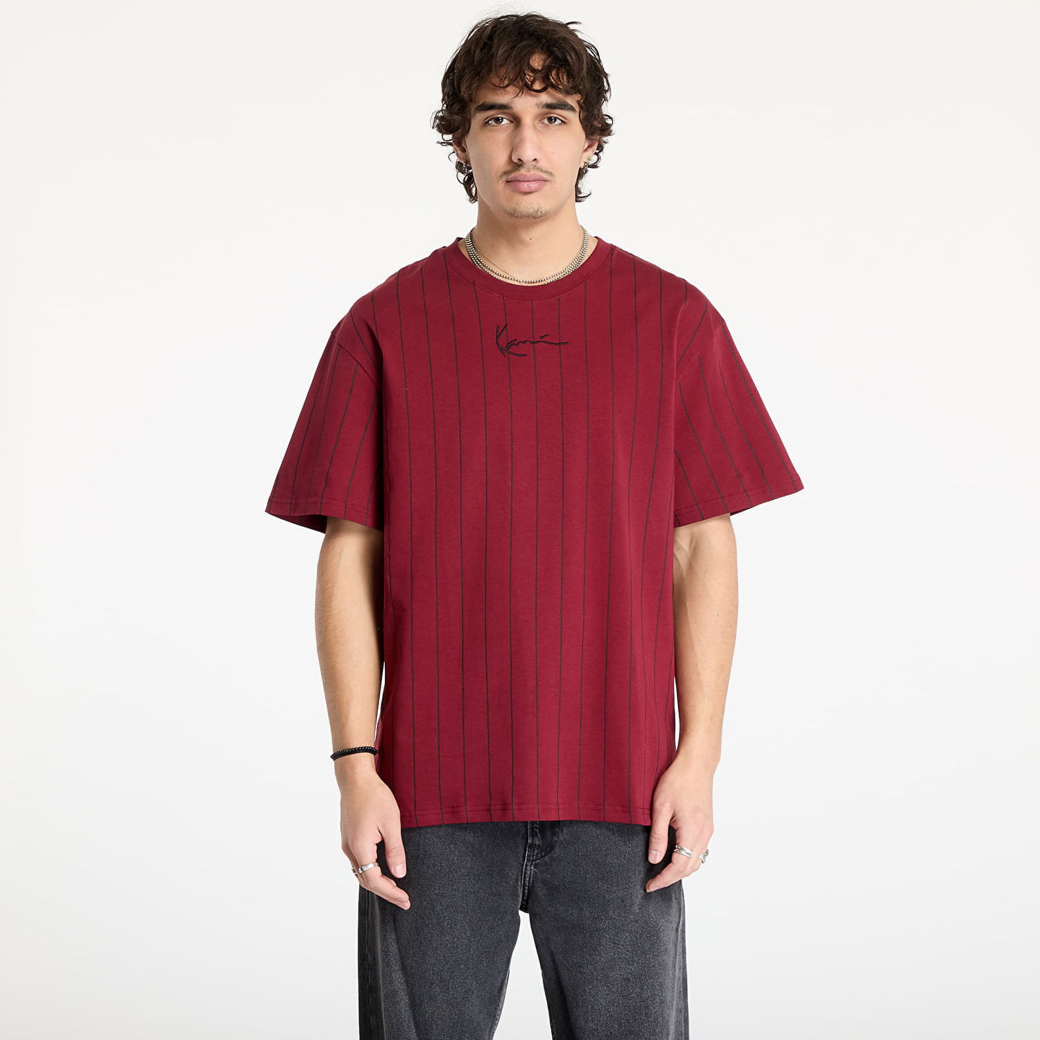 Tričko Karl Kani Kani Small Signature Essential Pinstripe Tee Red Červená | 60300190, 0