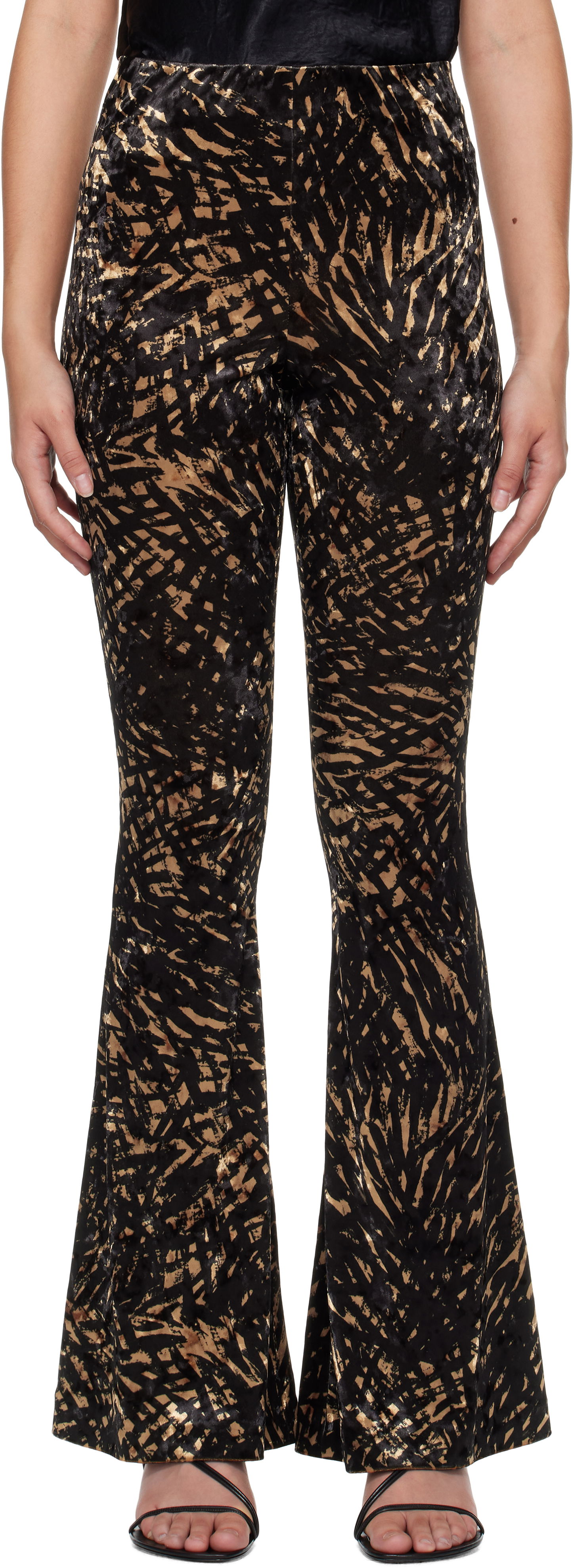 Printed Velvet Flare Pants