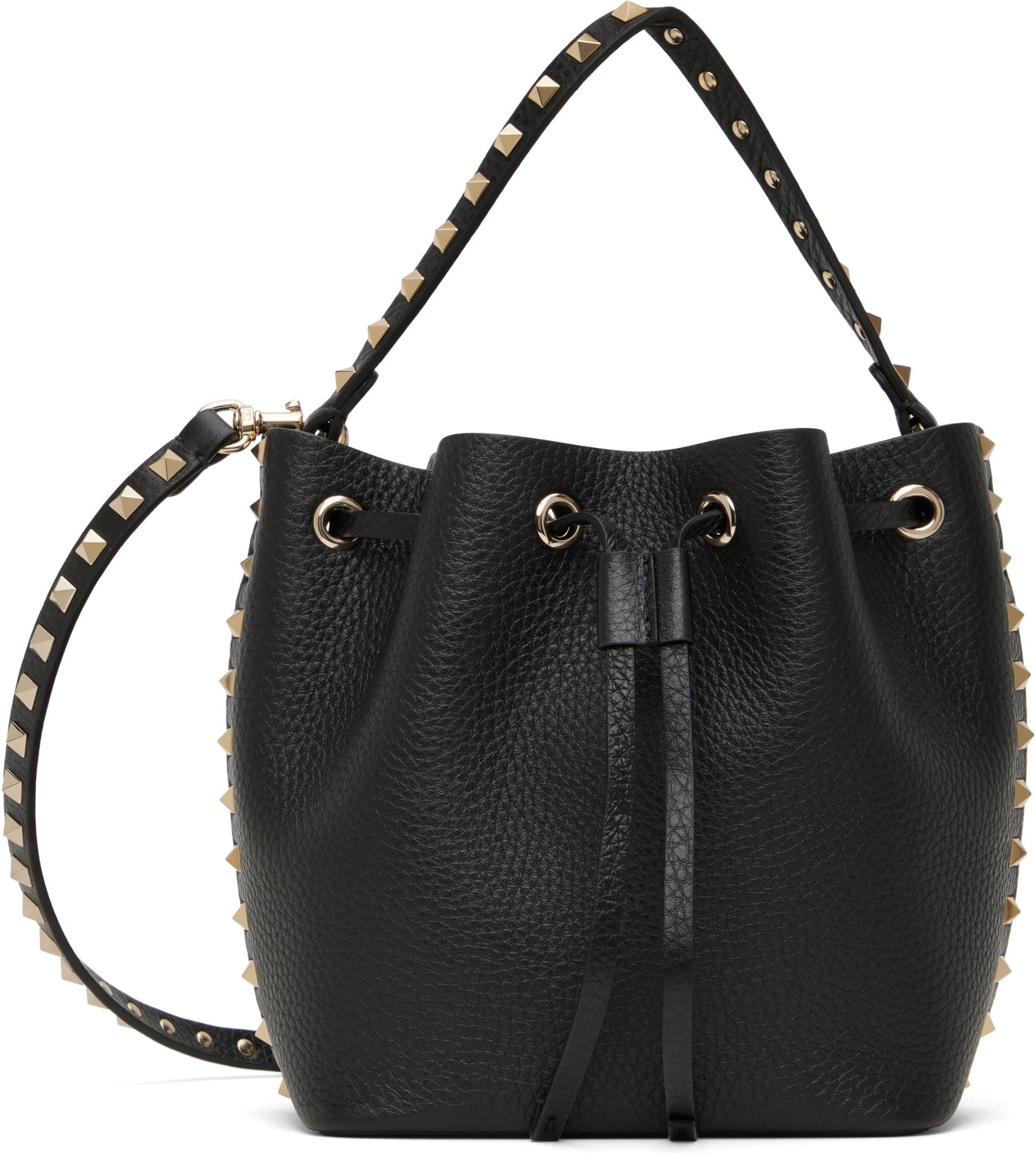 Taška cez rameno Valentino Valentino Garavani Rockstud Grainy Calfskin Bucket Bag Čierna | 6W2B0L31VSF, 0