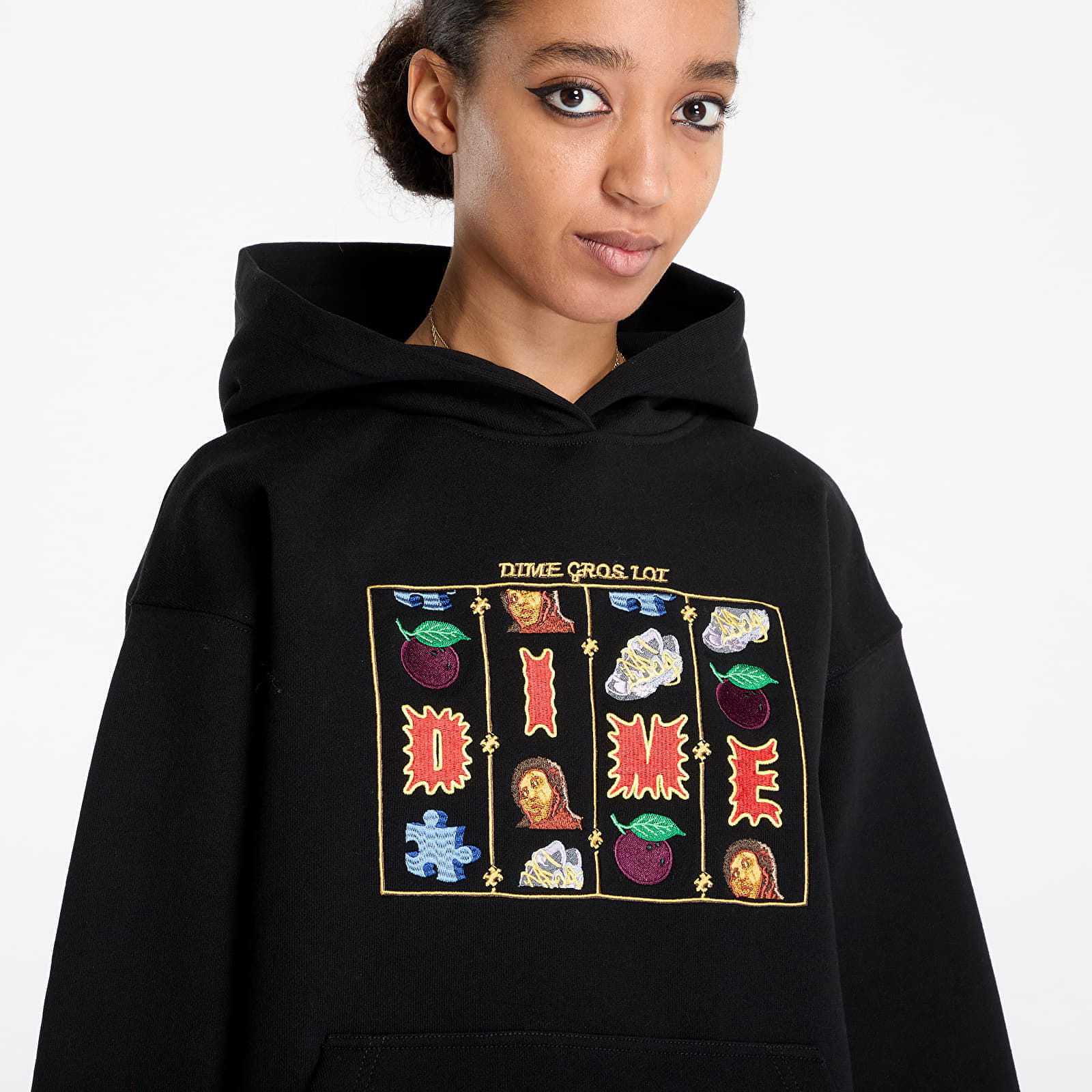 Black Embroidered Logo Hoodie