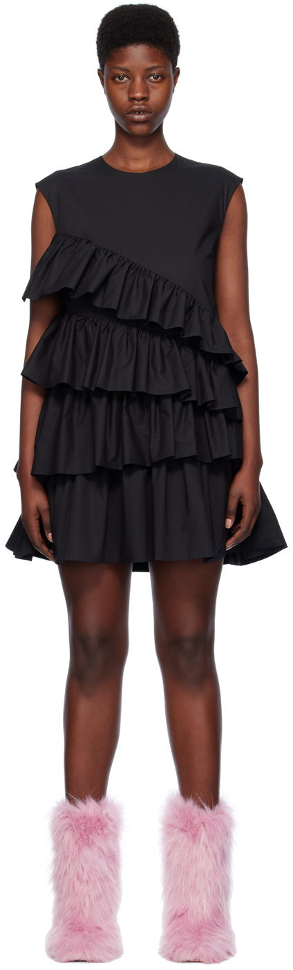 Šaty MSGM Tiered Ruffle Minidress Čierna | 3641MDA42 247101