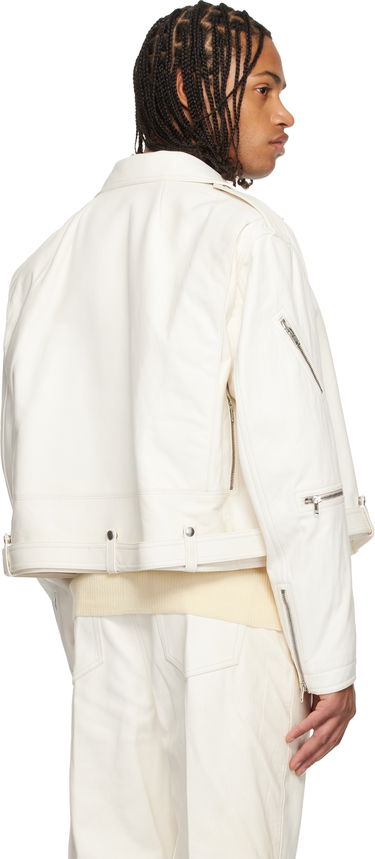 Bunda Rick Owens Concordians Cropped Jumbo Bauhaus Stooges Leather Jacket Biela | RU02E1770 LBH, 2