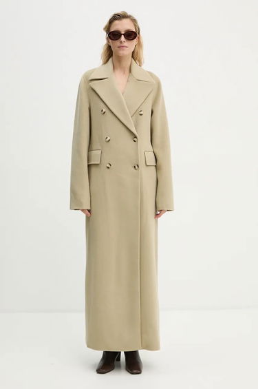 Kabáty Nanushka DAMIRA Double-Breasted Wool Coat Béžová | NW24PFSG27462, 0