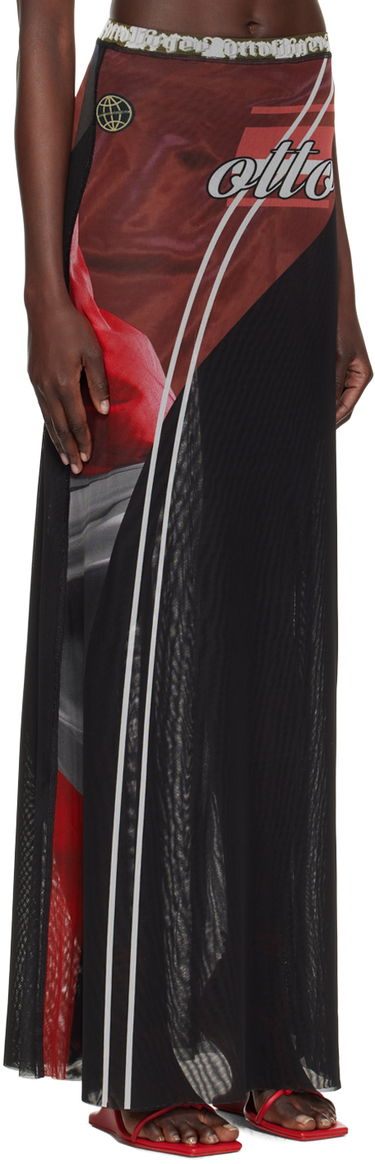 Sukňa Ottolinger Ottolinger Printed Mesh Maxi Skirt Čierna | 0101315, 1