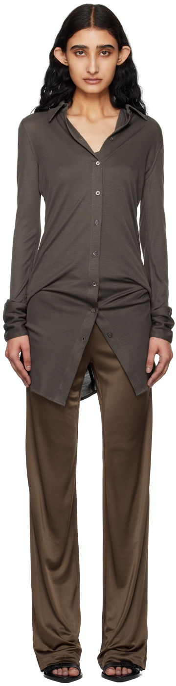 Košeľa Helmut Lang Helmut Lang Ribbed Shirt Dress Hnedá | O04HW611, 0