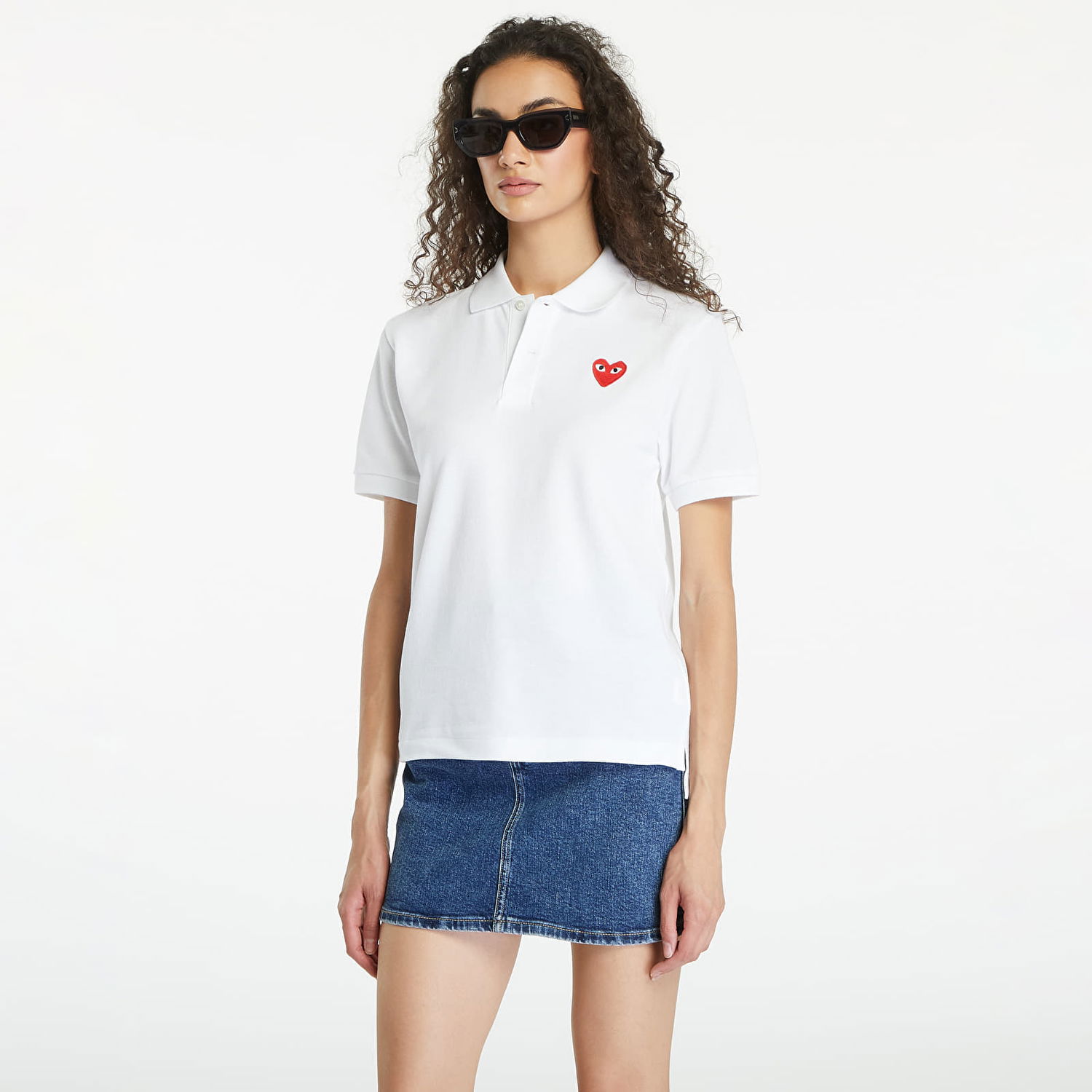 Tričko Comme des Garçons PLAY Emblem Knit Short Sleeve Tee UNISEX White Biela | AX-T006 WHITE, 0