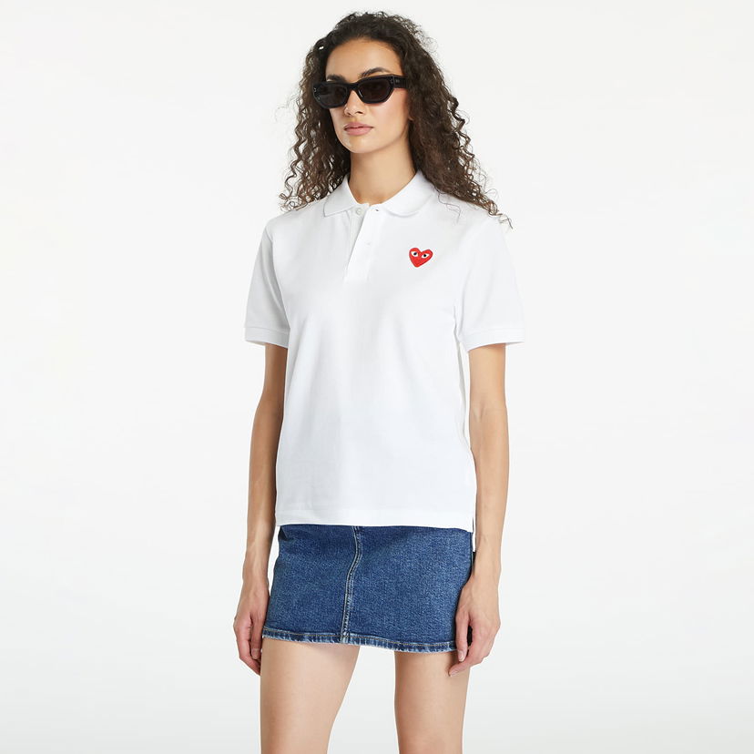 Tričko Comme des Garçons PLAY Emblem Knit Short Sleeve Tee UNISEX White Biela | AX-T006 WHITE