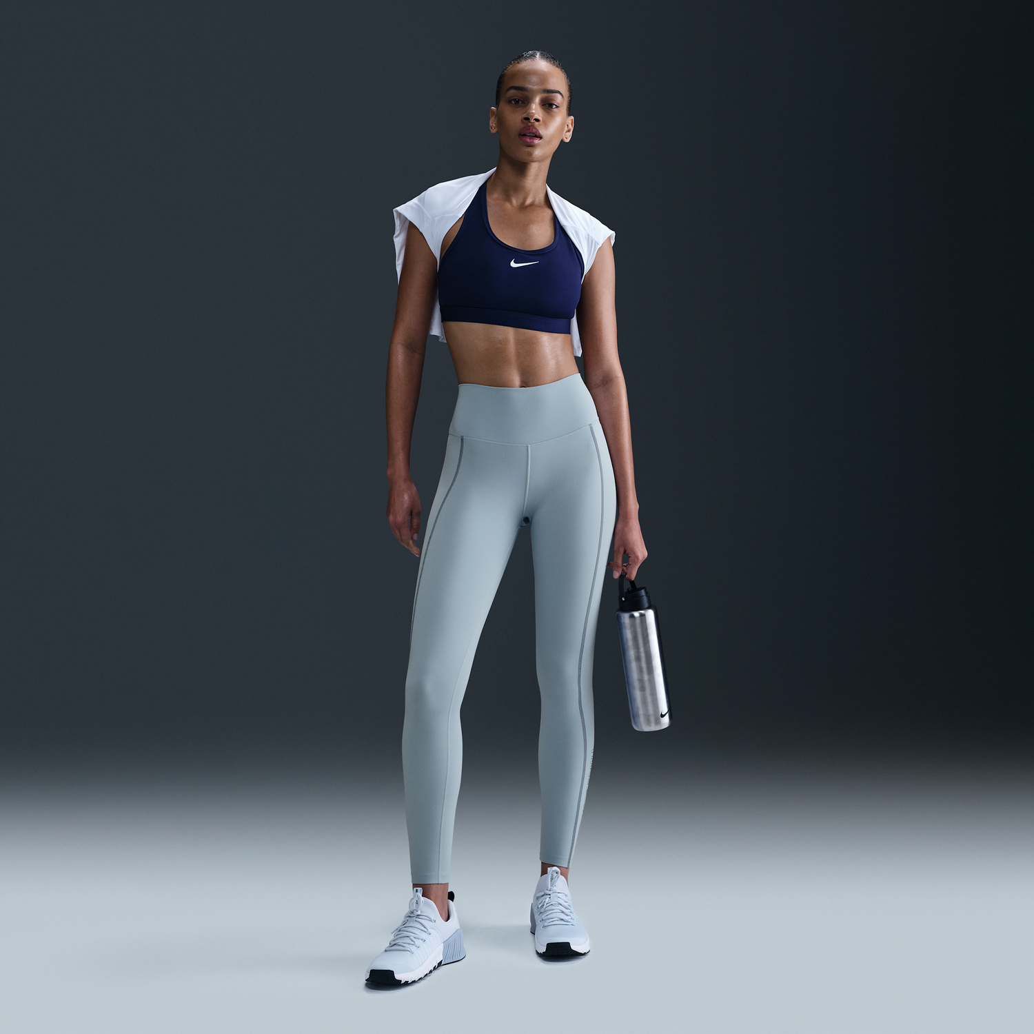 Fľaše Nike One Fitted High-Waisted Leggings Metalická | HV6956-440, 0
