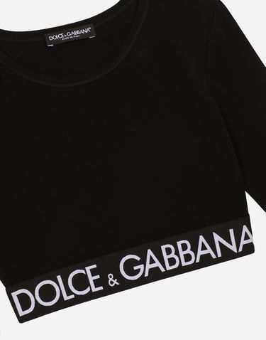 Crop Top Dolce & Gabbana T-shirt M/lunga Giro Čierna | F8N51TFUGFJN0000, 2