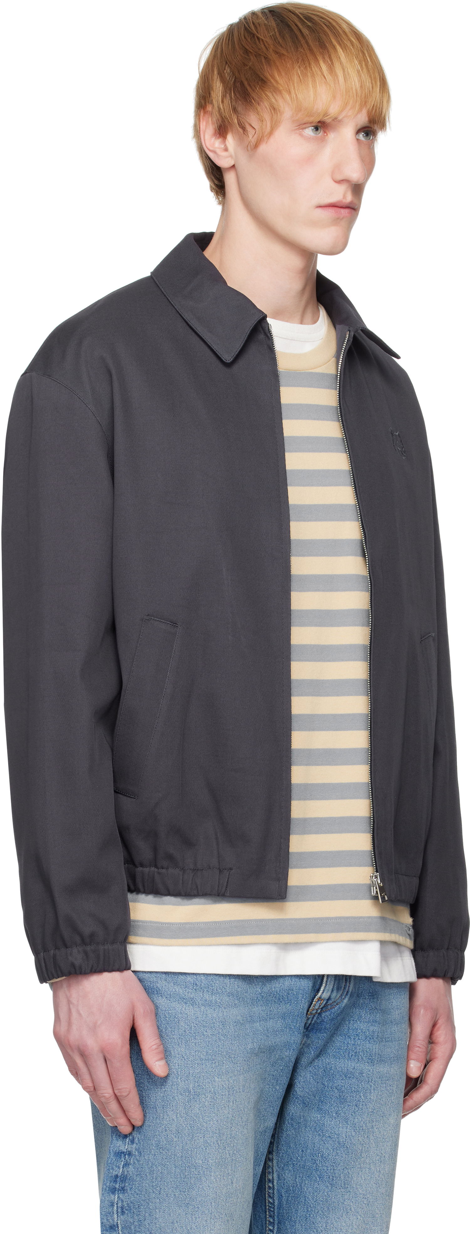 Bomber bunda MAISON KITSUNÉ Maison Kitsuné Elasticated Zipped Jacket Šedá | OM02122WW9028, 1