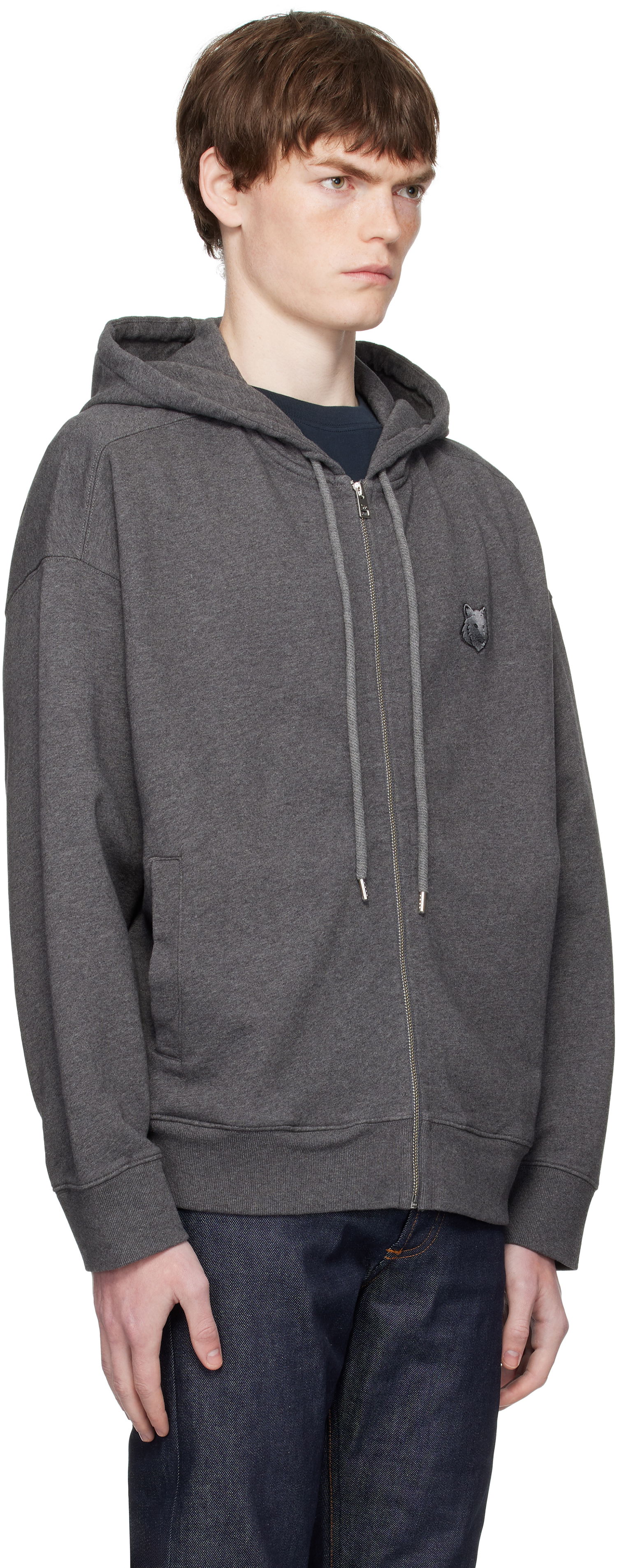 Mikina MAISON KITSUNÉ Kitsuné Fox Head Patch Oversize Fullzip Hoodie Šedá | PM02138KM0340, 1