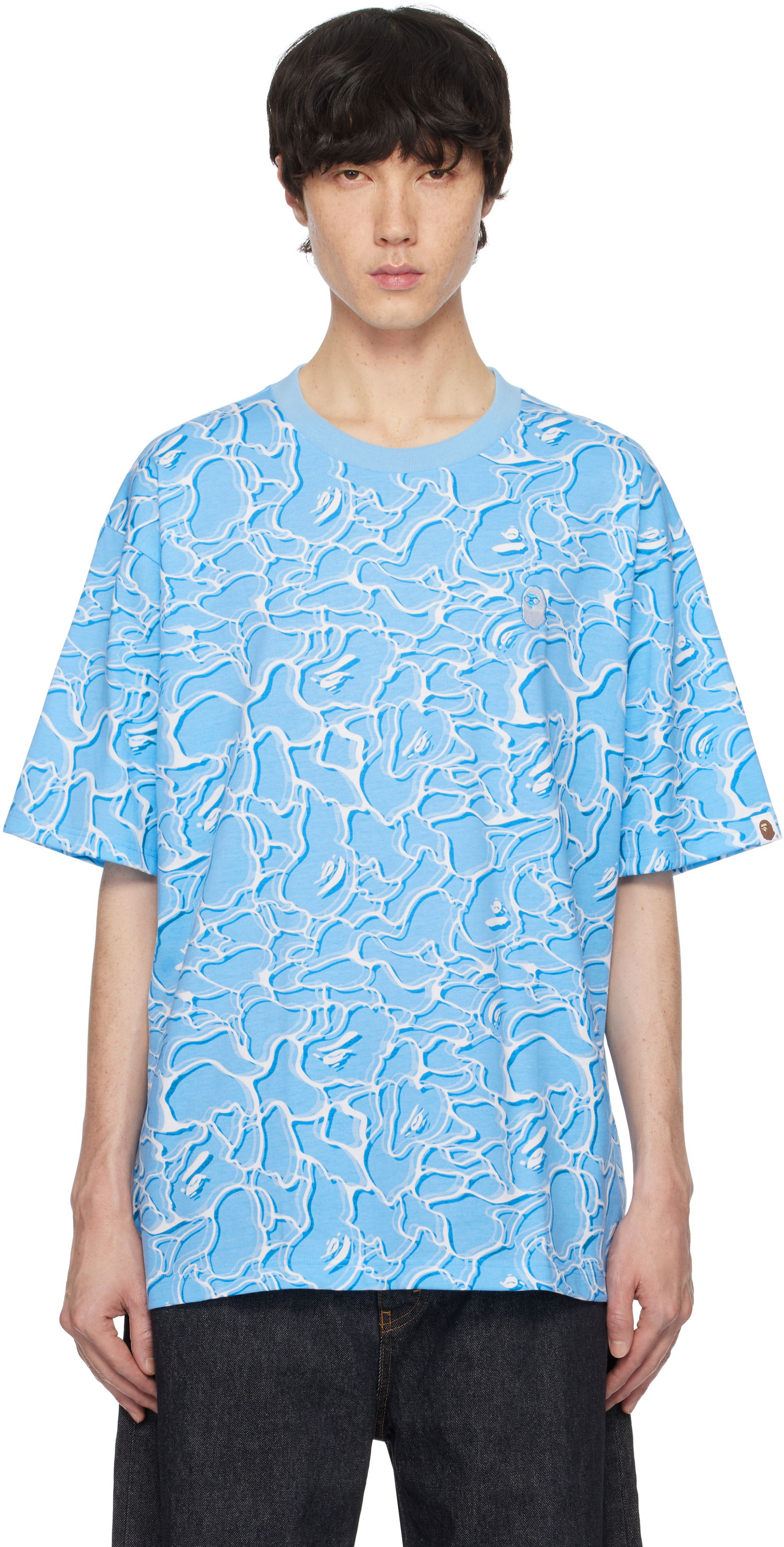 Tričko BAPE ABC Sea Surface Camo Relaxed Fit T-Shirt Modrá | 001CSK701002F, 0