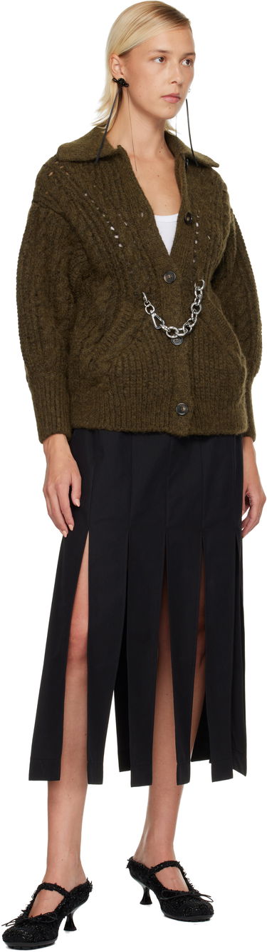 Sveter Simone Rocha Simone Rocha Sculpted Chunky Knit Chain Detail Cardigan Zelené | MZMK1E 0665, 3