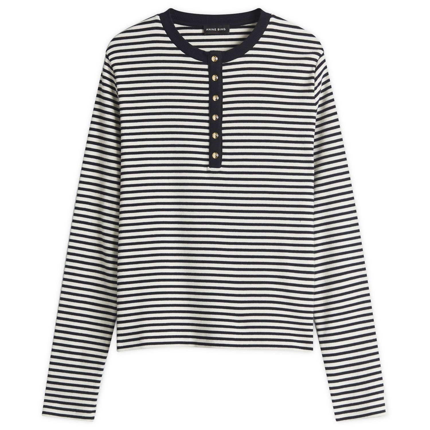 Tričko Anine Bing Anine Bing Alessia Striped Henley Long Sleeve T-Shirt Rôznofarebný | A-08-10314-MTL2, 1